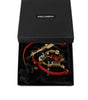 Dolce & Gabbana Red Leather Crystal Chain Waist Belt