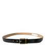 Dolce & Gabbana Black Calf Leather Gold Metal Buckle Belt