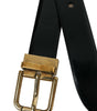 Dolce & Gabbana Black Calf Leather Gold Metal Buckle Belt