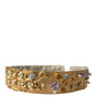 Dolce & Gabbana Gold Brass Faux Pearl Floral Embellished Belt