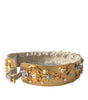 Dolce & Gabbana Gold Brass Faux Pearl Floral Embellished Belt