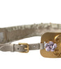 Dolce & Gabbana Gold Brass Faux Pearl Floral Embellished Belt