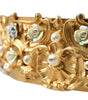 Dolce & Gabbana Gold Brass Faux Pearl Floral Embellished Belt
