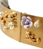 Dolce & Gabbana Gold Brass Faux Pearl Floral Embellished Belt
