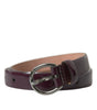 Dolce & Gabbana Maroon Leather Silver Metal Buckle Belt