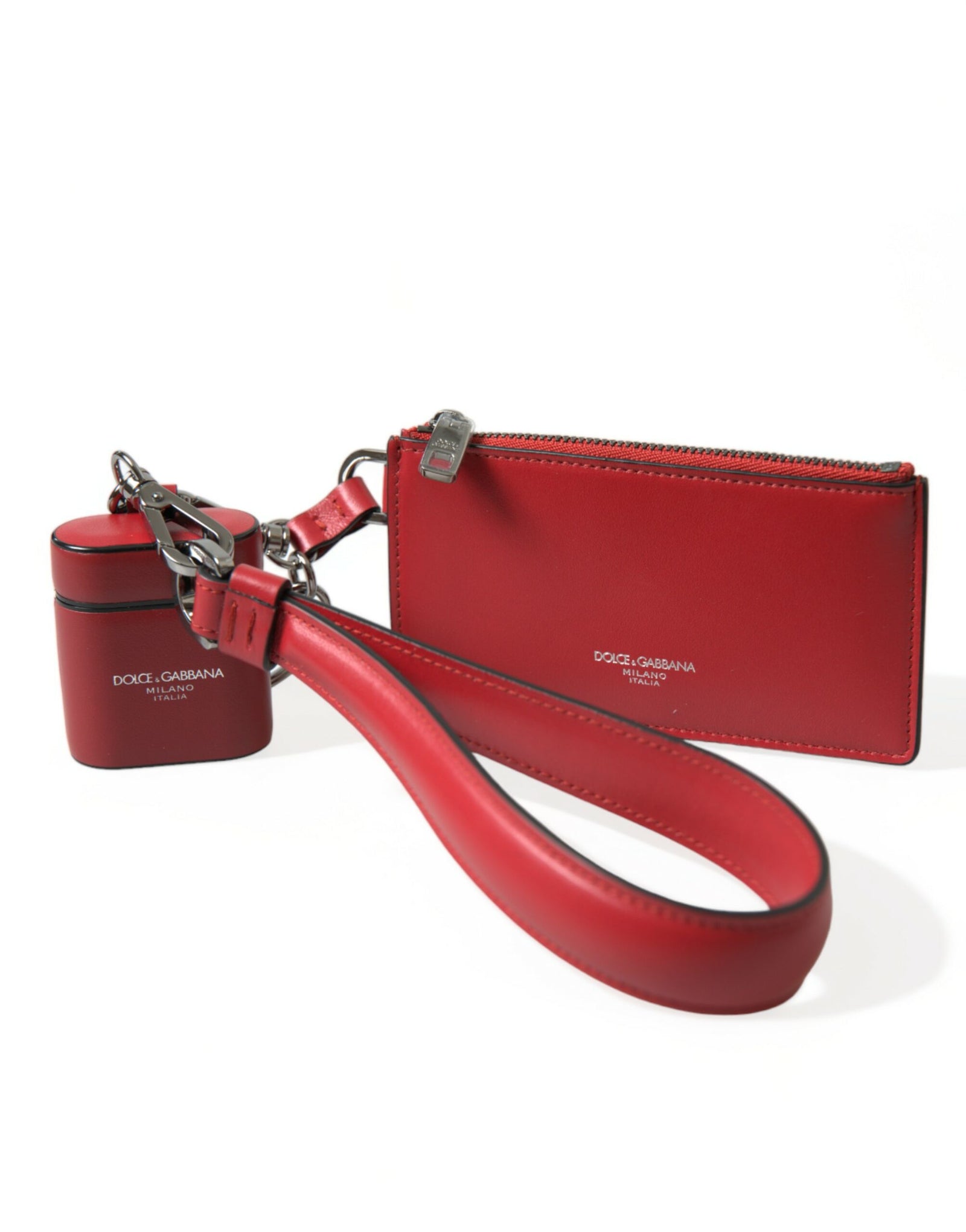 Étui élégant en cuir rouge pour Airpods Dolce & Gabbana