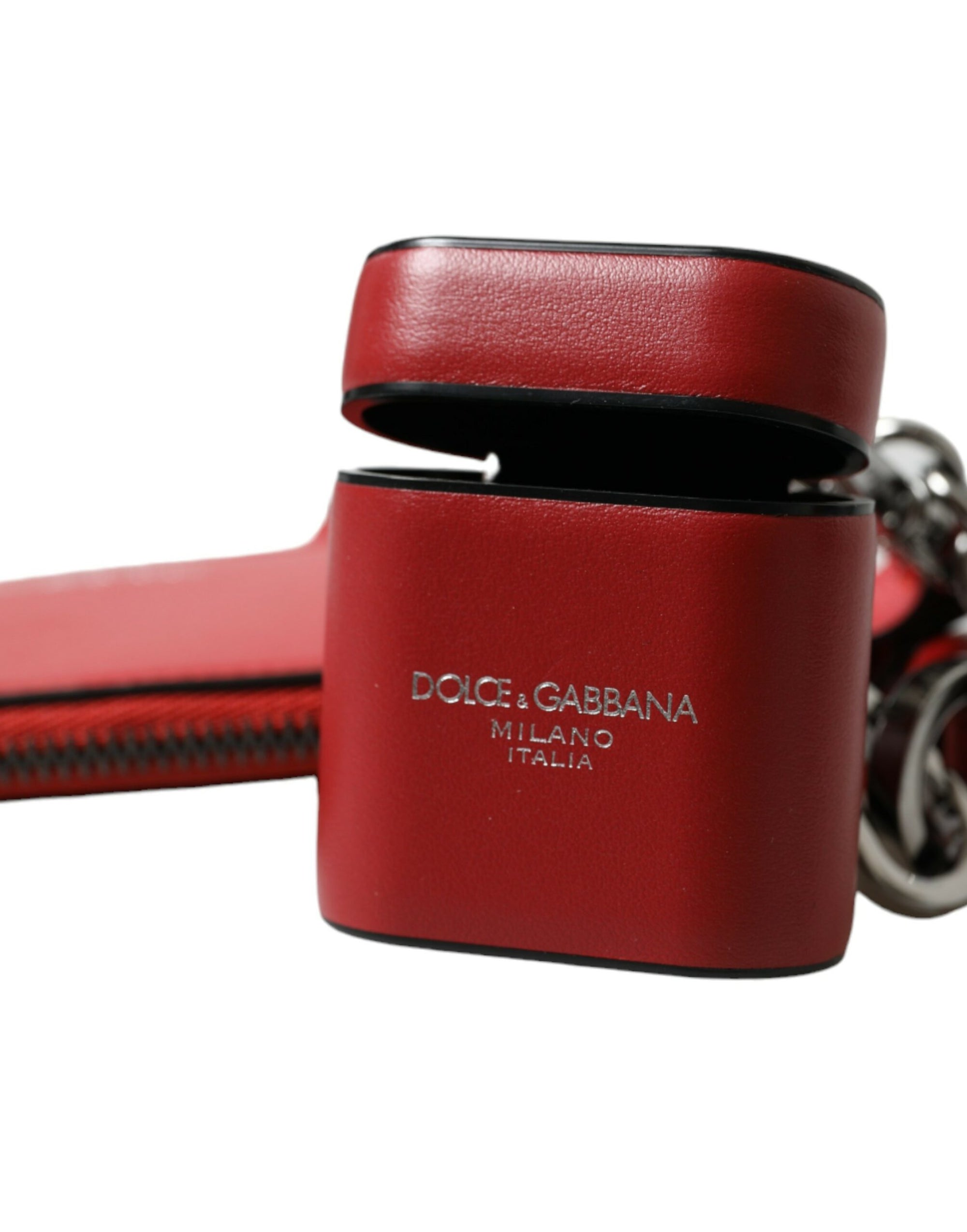 Étui élégant en cuir rouge pour Airpods Dolce & Gabbana