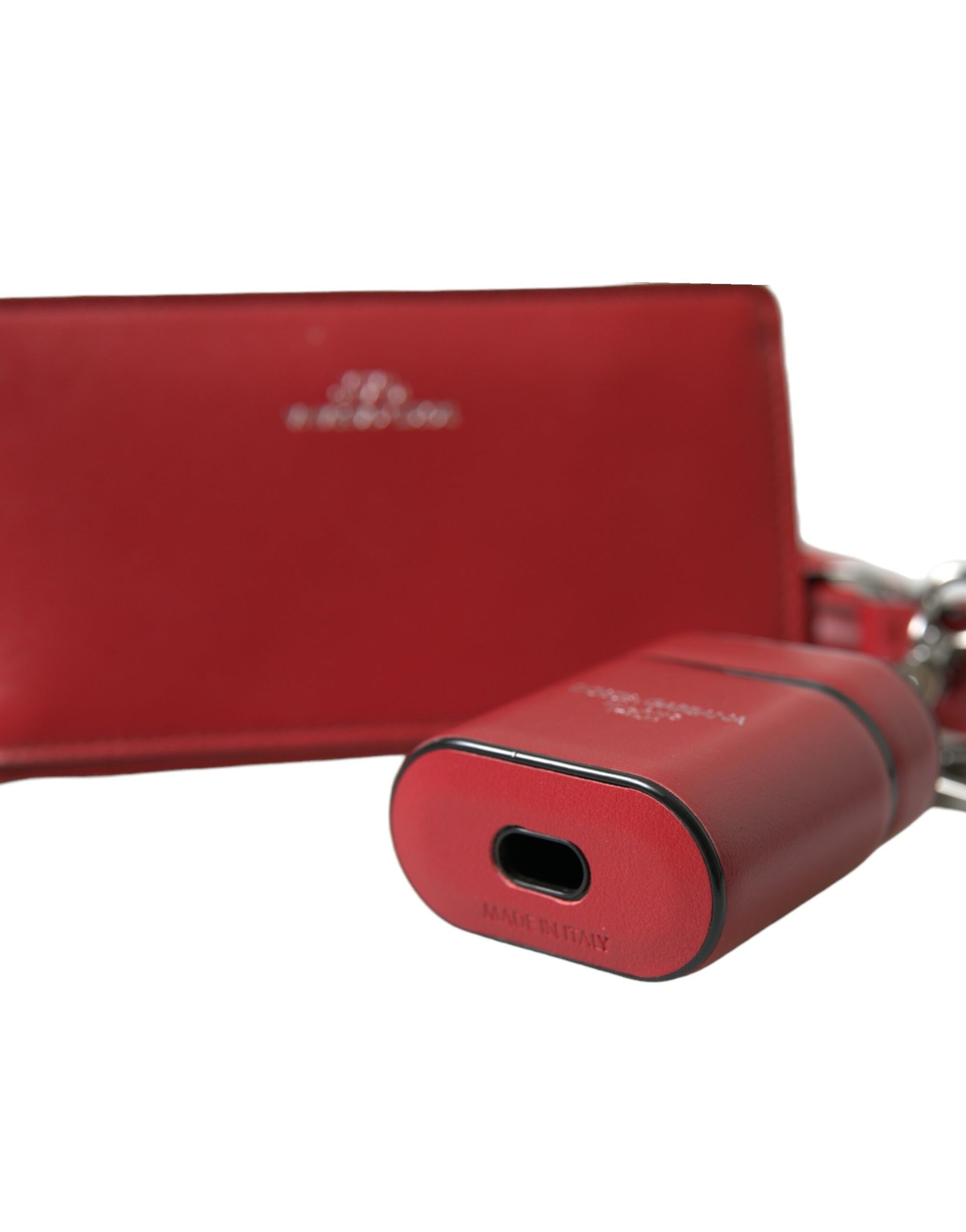 Étui élégant en cuir rouge pour Airpods Dolce & Gabbana