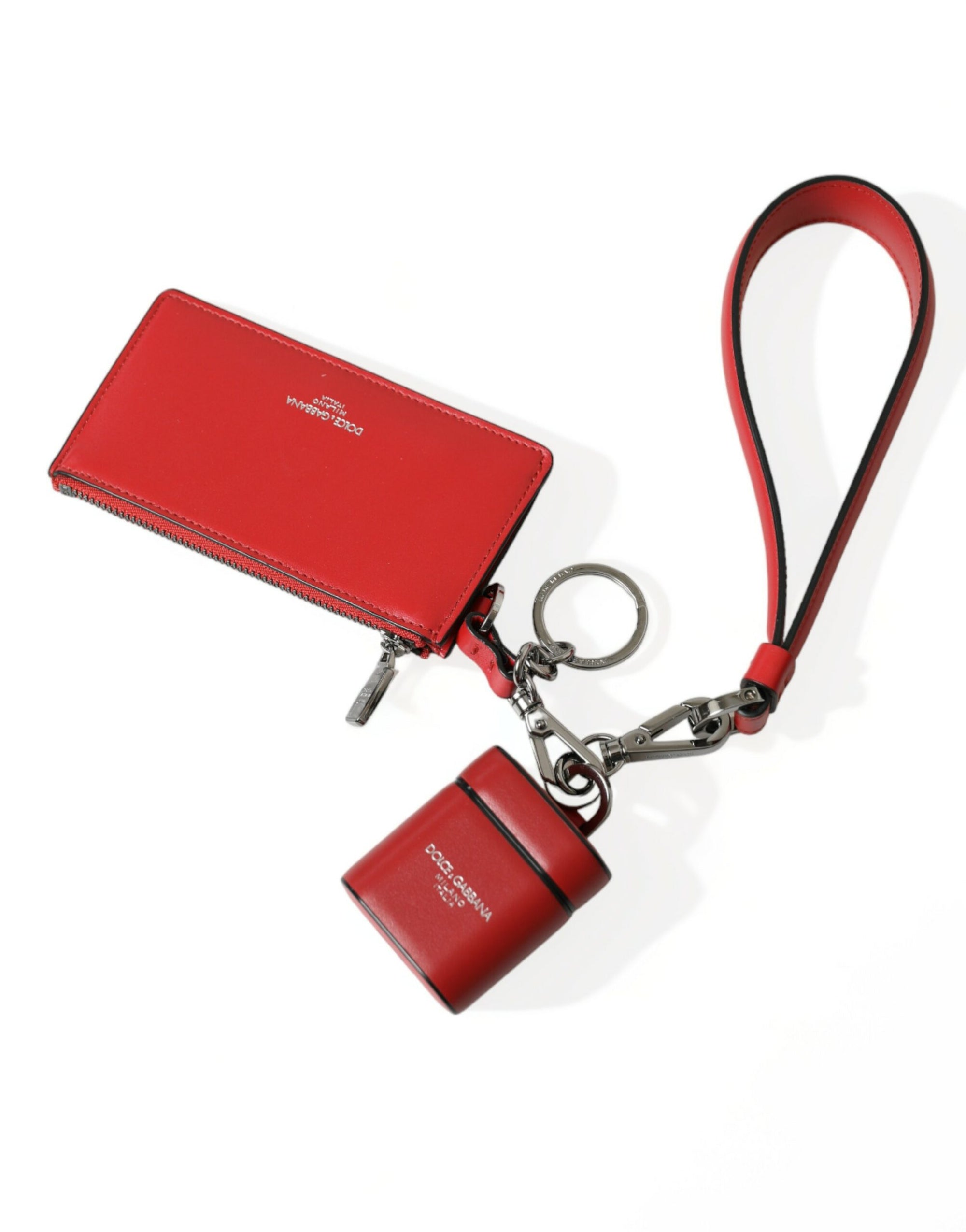 Étui élégant en cuir rouge pour Airpods Dolce & Gabbana