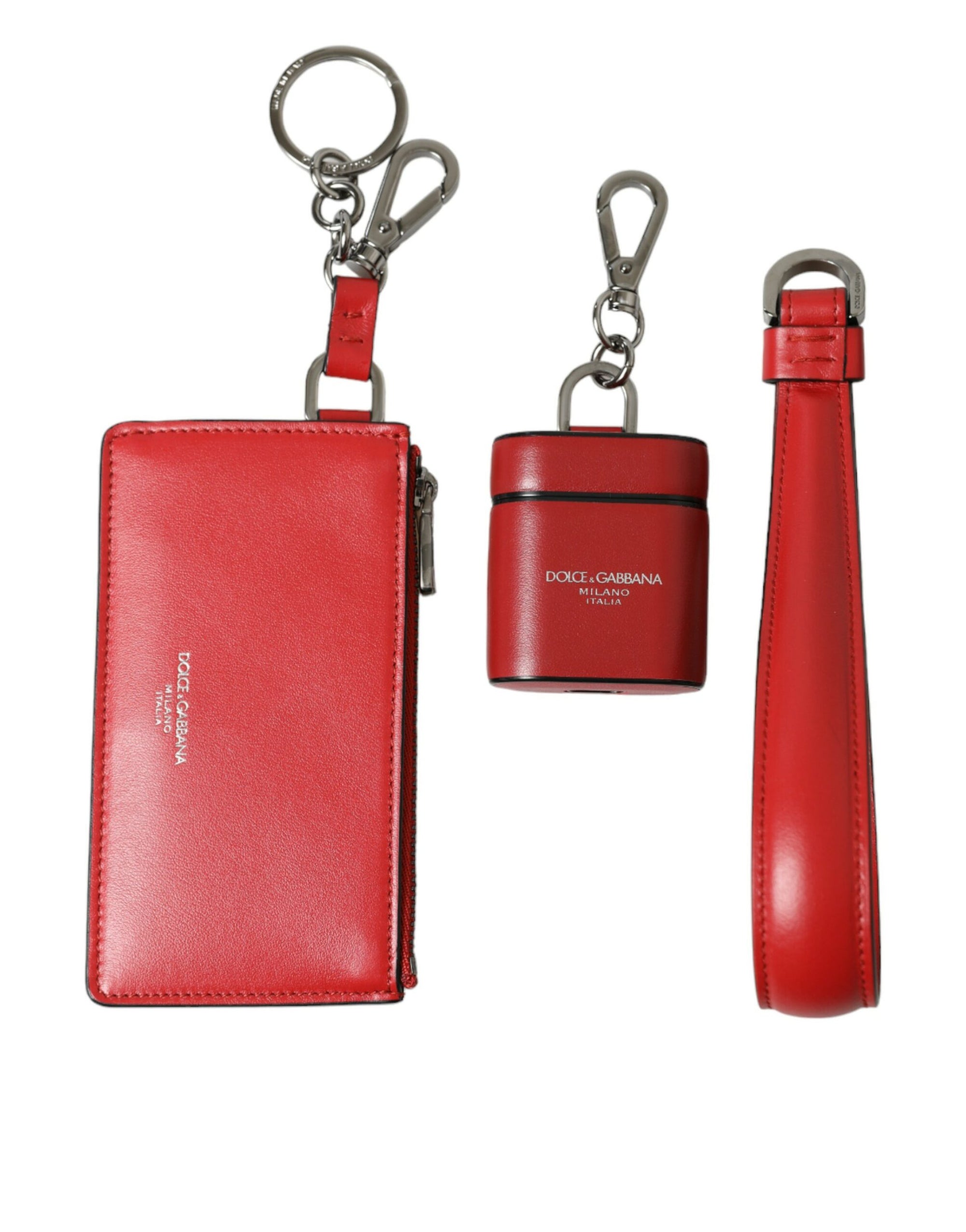 Étui élégant en cuir rouge pour Airpods Dolce & Gabbana