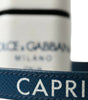 Dolce & Gabbana White Blue Calf Leather Logo Print Strap Airpods Case