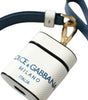 Dolce & Gabbana White Blue Calf Leather Logo Print Strap Airpods Case