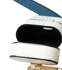 Dolce & Gabbana White Blue Calf Leather Logo Print Strap Airpods Case