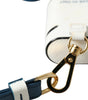 Dolce & Gabbana White Blue Calf Leather Logo Print Strap Airpods Case