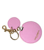 Dolce & Gabbana Elegant Pink Gold Leather Keychain