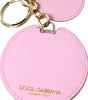 Dolce & Gabbana Elegant Pink Gold Leather Keychain