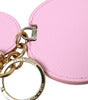 Dolce & Gabbana Elegant Pink Gold Leather Keychain