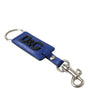 Dolce & Gabbana Blue Calf Leather DG Logo Silver Brass Keyring Keychain