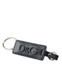 Dolce & Gabbana Elegant Leather Keychain in Black & Silver