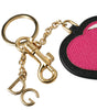 Superbe porte-clés en cuir doré et rose Dolce &amp; Gabbana