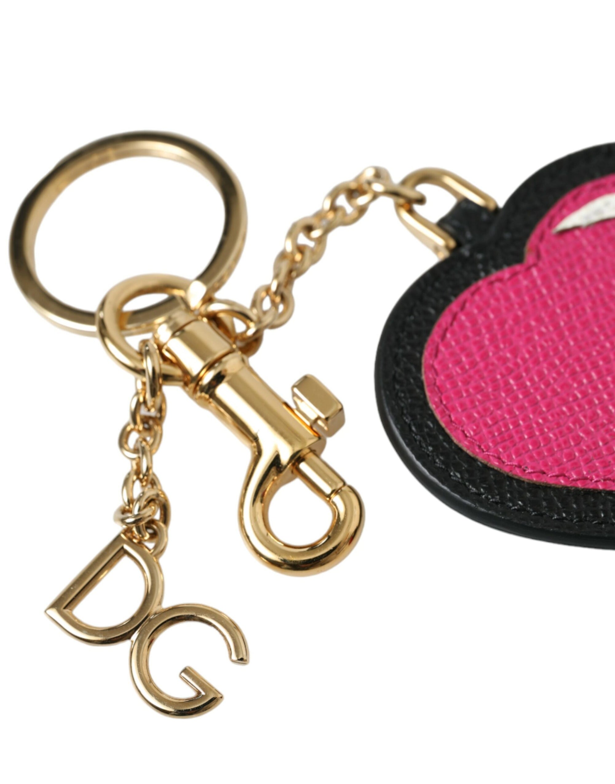 Superbe porte-clés en cuir doré et rose Dolce &amp; Gabbana