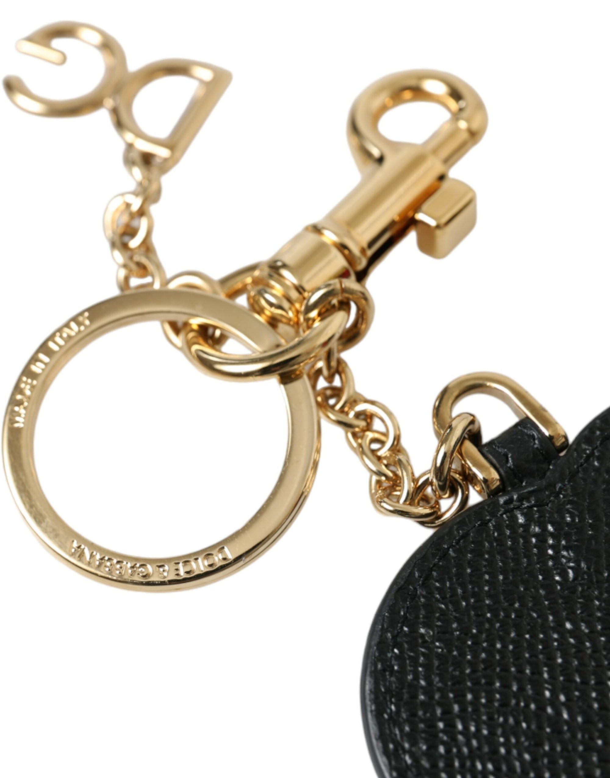 Superbe porte-clés en cuir doré et rose Dolce &amp; Gabbana
