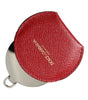 Dolce & Gabbana Red Calfskin Leather Round Logo Hand Mirror Holder