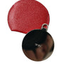 Dolce & Gabbana Red Calfskin Leather Round Logo Hand Mirror Holder