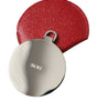 Dolce & Gabbana Red Calfskin Leather Round Logo Hand Mirror Holder