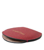 Dolce & Gabbana Red Calfskin Leather Round Logo Hand Mirror Holder