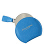 Dolce & Gabbana Blue Calfskin Leather Round Logo Hand Mirror Holder