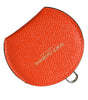 Dolce & Gabbana Orange Calfskin Leather Round Logo Hand Mirror Holder