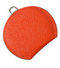 Dolce & Gabbana Orange Calfskin Leather Round Logo Hand Mirror Holder