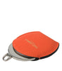 Dolce & Gabbana Orange Calfskin Leather Round Logo Hand Mirror Holder