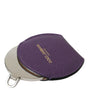 Dolce & Gabbana Purple Calfskin Leather Round Logo Hand Mirror Holder