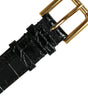 Dolce & Gabbana Black Textured Leather Gold Tone Metal Buckle Armband