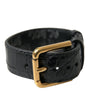 Dolce & Gabbana Black Textured Leather Gold Tone Metal Buckle Armband