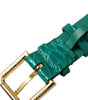 Dolce & Gabbana Green Textured Leather Gold Tone Metal Buckle Neckband