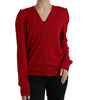 Dolce & Gabbana Red Wool V-neck Buttoned Cardigan Sweater