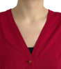 Dolce & Gabbana Red Wool V-neck Buttoned Cardigan Sweater