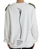 Dolce & Gabbana White Floral Cotton Crew Neck Pullover Sweater