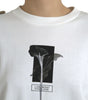 Dolce & Gabbana White Floral Cotton Crew Neck Pullover Sweater