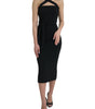 Dolce & Gabbana Black Sheath Halter Sleeveless Midi Dress