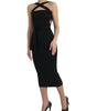 Dolce & Gabbana Black Sheath Halter Sleeveless Midi Dress
