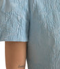 Dolce & Gabbana Light Blue Floral Jacquard Puff Sleeve Mini Dress