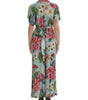 Dolce & Gabbana Blue Floral Wide Leg Wrap Jumpsuit Dress