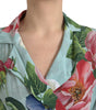 Dolce & Gabbana Blue Floral Wide Leg Wrap Jumpsuit Dress