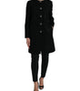 Dolce & Gabbana Black Floral Wool Button Embellished Jacket