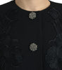 Dolce & Gabbana Black Floral Wool Button Embellished Jacket