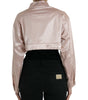 Dolce & Gabbana Pink Cotton Stretch Collared Cropped Jacket